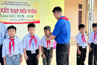 Lễ kết nạp Đội viên mới – Niềm tự hào của mỗi  sao nhi đồng Trường Tiểu học Hải Xuân